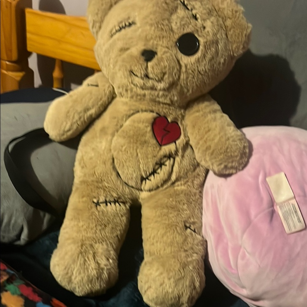 Plush Tan Teddy Bear with Heart Patch